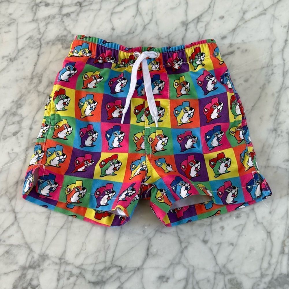 Bucees Beaver BUC-EE’S Colorblock toddler swim trunks neon Sz 3T